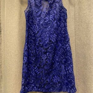 Navy blue floral lace short dress